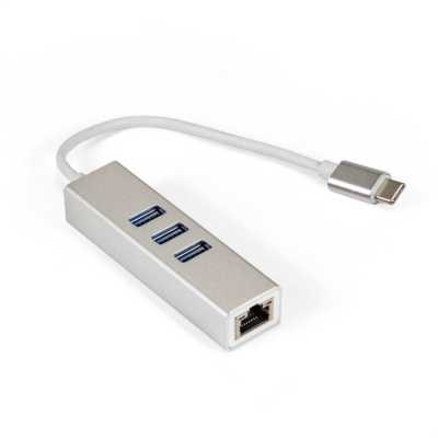 Кабель-адаптер ExeGate EXE-77C-45 (USB3.0 Type-C --> 3xUSB3.0 + 1xRJ45 UTP 1000Mbps RLT8153)