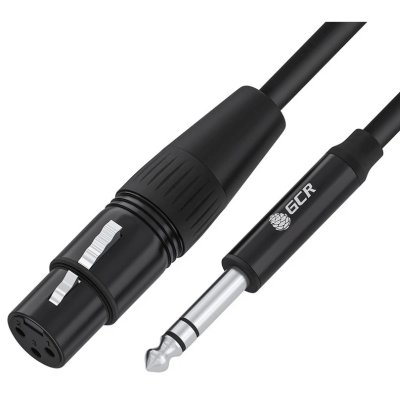 Кабель GCR Кабель 7.0m микрофонный stereo jack 6,35mm/XLR, M/F, черный, AL case черный, GCR-53440