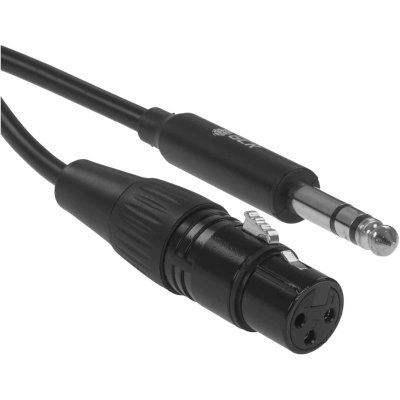 Кабель GCR Кабель 15.0m микрофонный stereo jack 6,35mm/XLR, M/F, черный, AL case черный, GCR-53442