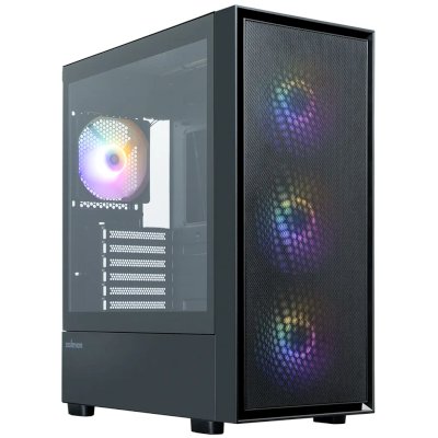 Корпус ZALMAN S6, ATX, BLACK, WINDOW, 2xCombo (3.5" or 2.5"), 1x2.5", 1xUSB Type C, 1xUSB3.0, 1xUSB2.0, FRONT 3x140mm FRGB, REAR 1x120mm FRGB