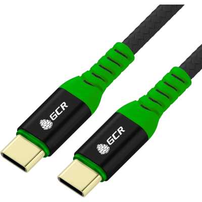 Кабель GCR 1.5m Type-C-C POWER DELIVERY 18 W, нейлон, черный, AL корпус, GOLD, GCR-56751
