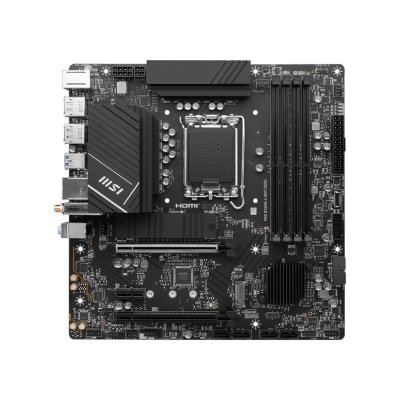 Материнская плата MSI PRO B760M-A WIFI DDR4, LGA 1700, Intel B760, 4xDDR4, 4xSATA, 2xM.2, 1xPCI-E 4.0 x16, 1xPCI-E 4.0 x4, 1xPCI-E x1, 2xHDMI, 2xDP, 1x 2.5Gb LAN, 2xUSB-A 2.0, 2xUSB-A 3.2 Gen 1, 2xUSB-A 3.2 Gen 2, 3x3.5 мм, 7.1, Micro-ATX