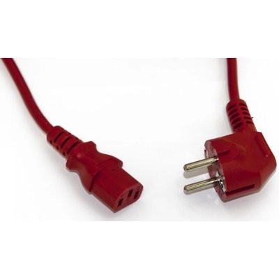 Кабель питания компьютера (Schuko+C13) (3x1.0), 10A, угловая вилка, 5 м, красный Hyperline PWC-IEC13-SHM-5.0-RD