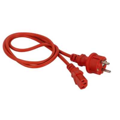 Шнур питания Lanmaster C13-Schuko прямая, 3х0.75, 220В, 10А, красный, 3 метра