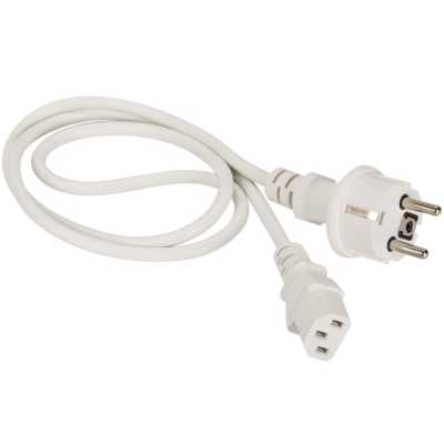 Шнур питания Lanmaster C13-Schuko, 3х0.75, 220В, 10А, белый, 3 метра