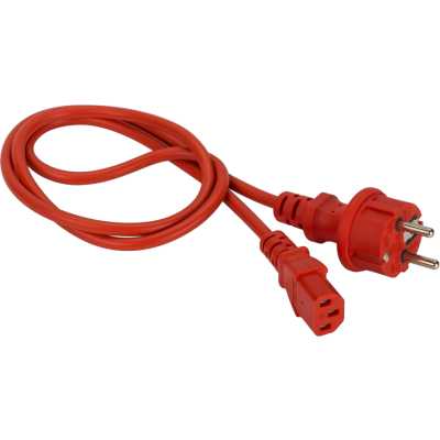 Шнур питания Lanmaster C13-Schuko прямая, 3х0.75, 220В, 10А, красный, 5 метров