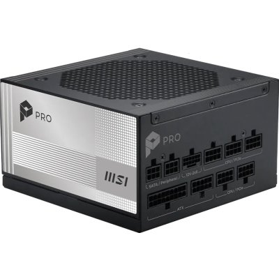 Блок питания MSI PRO A1000PL, 1000Вт, 80+ Platinum, 120мм, модульный, черный