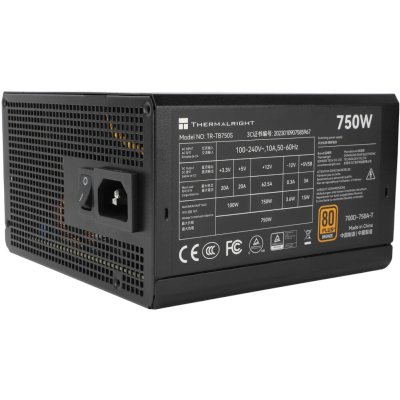 Блок питания Thermalright TR-TB750S, 750W 80 PLUS Bronze, (ATX, 3, PCIe 5.0, Non-modular, 1x24(20+4)pin 550мм, 1xCPU*2 8(4+4)pin 600+150мм, 1xPCIe*2 8(6+2)pin 500+150мм, 1x12VHPWR PCIe 5.0 12+4pin 600мм, 1xSATA*3+MOLEX4pin*1 400+150+150+150мм, 1xSATA*2+MO