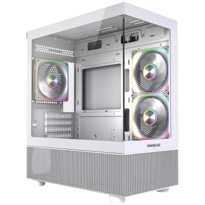Корпуса POWERCASE 11145891 — Корпус Vision Micro M2 ARGB, Tempered Glass, 3x 120mm ARGB PWM Fan, белый, mATX (CVMWM2-A3