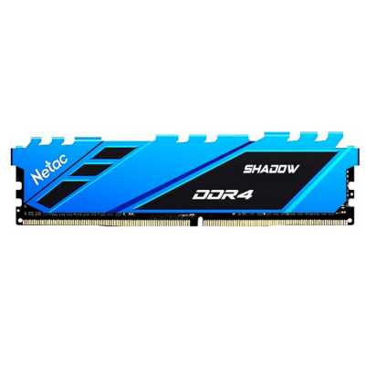 Оперативная память NETAC Shadow, DDR4, 16GB (1x16GB), 3200MHz, CL16, DIMM, с радиаторами, синий