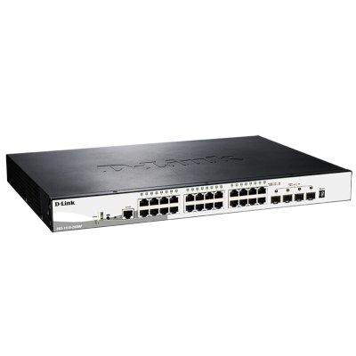 Коммутатор управляемый стекируемый D-Link DGS-1510-28XMP/A1A SmartPro с 24 портами 10/100/1000Base-T с поддержкой РоЕ и 4 портами 10G Base-X SFP+
