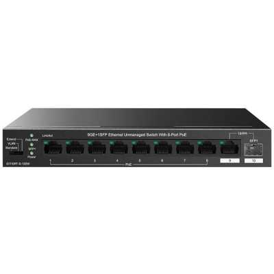 Коммутатор неуправляемый Tenda TEG1110PF-8-120W PoE, 10 портов, 9x1 Гбит/с, SFP 1х1 Гбит/с, PoE 8х30 Вт (до 102 Вт)