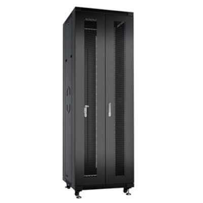 Шкаф серверный напольный Cabeus, IP20, 42U, 2055х600х1200 мм (ВхШхГ), дверь: перфорация, боковая панель: сплошная, разборный, черный