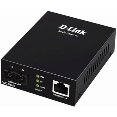 Медиаконвертер D-Link DMC-G10SC/A1A с 1 портом 100/1000Base-T и 1 портом 1000Base-LX с разъемом SC для одномодового оптического кабеля (до 10 км)