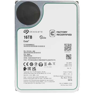 Жесткий диск HDD Seagate SATA 16Tb Exos X16 6Gb/s 7200 512Mb OFFICIAL RECERTIFIED 1 year warranty (replacement ST16000NM001G, ST16000NM000J, MG08ACA16TE, MG09ACA16TE, MG11ACA16TE, WUH721816ALE6L4)