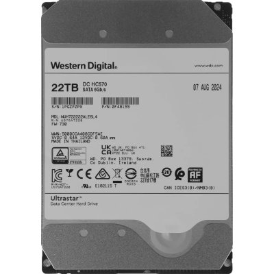 Жесткий диск WD SATA-III 22Tb Ultrastar DC HC570 (7200rpm) 512Mb 3.5" (WWUH722222ALE604_0F48159)