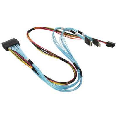 Кабель 2x OcuLink v 1.0 to 2x PCIe SFF-8639 w/Power, 55/70CM, 32/2