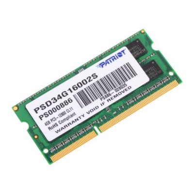 Оперативная память PATRIOT DDR3 4GB 1600MHz SO-DIMM SINGLE 1*4GB CL11 11-11-11 1.5V
