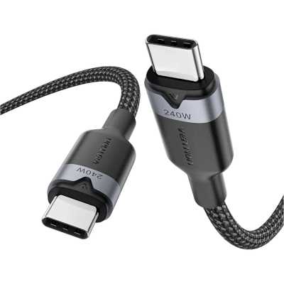 Кабель Vention USB 2.0 CM/CM - 1м. Черный 5А PD240W