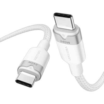Кабель Vention USB 2.0 CM/CM - 1м. Белый 5А PD240W