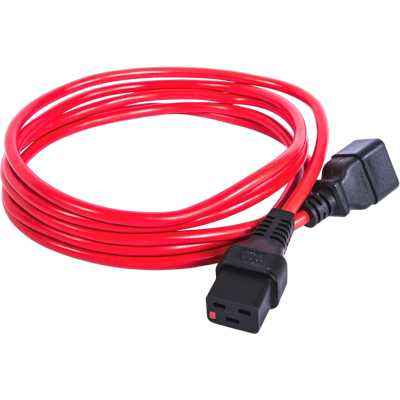Шнур питания с фиксатором ЦМО IEC 60320 C19/IEC 60320 C20, 16 А/250 В (3 х 1,5), 3 м, красный