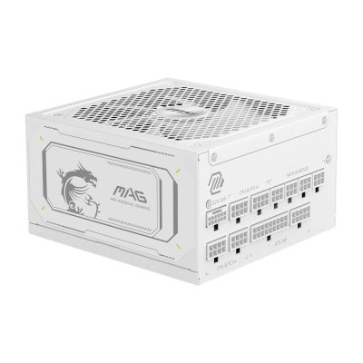 Блок питания ПК MSI MAG A1000GL PCIE5 White 1000W, 80+ Gold, полностью модульный, ATX 3.1, PCIE5.1, БЕЛЫЙ, RTL