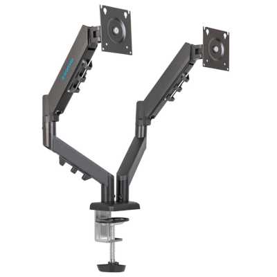 Кронштейн Kromax OFFICE-14 черный, 4 шт/уп. Кр. стал. настол. для 2-х мон. 15"-32", max 2x10 кг, 6 ст. св., нак. +90° -45°, пов. 180°, max VESA 100x100