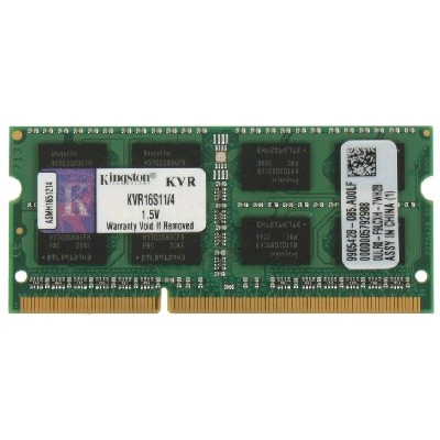 Оперативная память Kingston ValueRAM, DDR3L, 4Gb (1x4 Gb), 1600 MHz, CL11, SO-DIMM