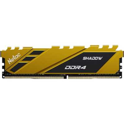 Оперативная память NETAC Shadow, DDR4, 16Gb (1x16 GB), 2666 MHz, CL19, DIMM, радиатор, желтый