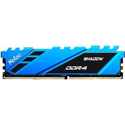 Оперативная память NETAC Shadow, DDR4, 16Gb (1x16Gb), 2666MHz, CL19, DIMM, с радиаторами, синий