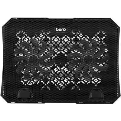 Подставка для ноутбука Buro 15"335x265x22мм 74.35дБ 1xUSB 2x 140ммFAN 480г металлическая сетка/пластик черный