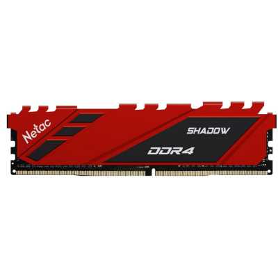 Оперативная память NETAC Shadow, DDR4, 16GB (1x16GB), 3200MHz, CL16, DIMM, с радиаторами, красный