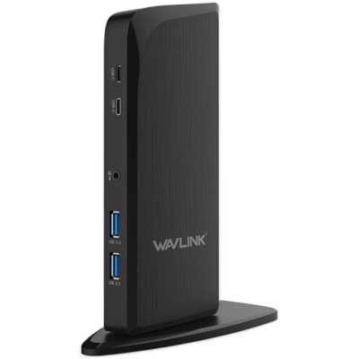 Док-станция Docking Station WAVLINK USB-C&USB3.0 Universal with 65W PowerDelivery Include 20V/5A PowerAdapter/4xUSB3.0/2xUSB-C/1xHDMI 4K 30HZ/1xHDMI 2K 50HZ/1xDVI/DVItoVGA adapter/1xGigabit LAN/1xAudio In/Out