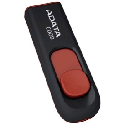 Флешка USB ADATA С008 (AC008-32G-RKD), 32Gb, USB 2.0, R/W 15/5, черный/красный