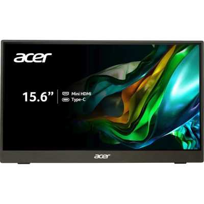 Монитор 15.6" Acer PM161QJbmiuux IPS 1920x1080, 60 Гц, 6 мс, 16:9, 250 кд/м², mini-HDMI, 2xUSB-C, 3.5 Jack, динамики (2x1 Вт), HDR10, FreeSync, черный