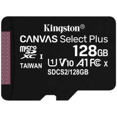 Флеш карта Kingston 128Gb micSDXC Canvas Select Plus 100R A1 C10 Single Pack w/o ADP EAN: 740617299076