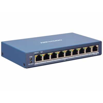 Коммутатор Hikvision DS-3E1309P-EI(O-STD)(B), 8×100 Мбит/с PoE + 1×1 Гбит/с, настраиваемый