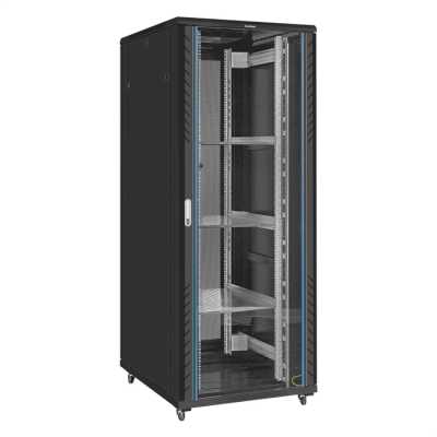 Шкаф телекоммуникационный 19" напольный 42U ExeGate EC-FS-42U.800.1000.G.V.BLACK (19”, 42U, 800x1000x2054mm (ШхГхВ), передняя дверь закаленное стекло, задняя двойная перфорированная дверь, съемные боковые панели, пыле- и влагозащита IP20, встроенный венти