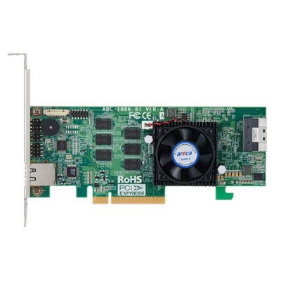 Контроллер RAID Areca ARC-1886-8I PCIe 4.0 x8 LP, NVMe/SAS/SATA 12G, RAID 0,1,5,6,10,50,60, 8port (1*int SFF8654 x8), Cache 8GB RTL