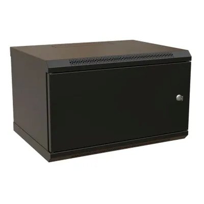 Шкаф коммутационный WRline (WR-TW-0645-SR-RAL9004) настенный 6U 600x450мм пер.дв.металл 2 бок.пан. 60кг черный 370мм 367мм IP20 сталь