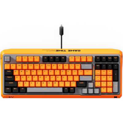 RAPOO Игровая механическая клавиатура проводная ESK750-98, цвет - черный/серый/оранжевый (13293)