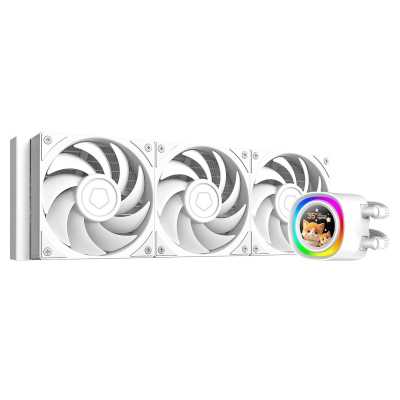 Система жидкостного охлаждения ID-Cooling FX360 LCD PE WHITE, 360 мм, 3x120 мм, 2450 об/мин, 34.3 дБ, 4-pin PWM, 350 Вт, ЖК-дисплей, ARGB, белый