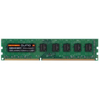 Оперативная память Qumo, DDR3L, 8GB (1x8GB), DIMM, 1600MHz, CL11