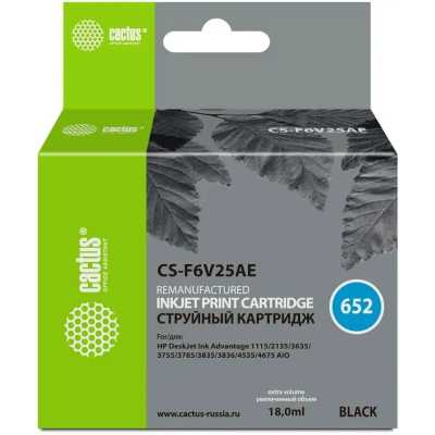 Картридж струйный Cactus CS-F6V25AE 652 черный (480 стр.) (18мл) для HP DeskJet Ink Advantage 1115/2135/3635