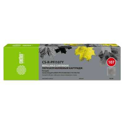 Картридж перезаправляемый струйный Cactus CS-R-PFI107Y желтый для Canon imageProGRAF iPF670/680/685/770/780/785 без чипа