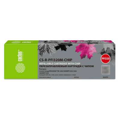Картридж струйный Cactus CS-R-PFI320M-CHIP PFI-320M пурпурный (260мл) для Canon imagePROGRAF TM-200/200MFP/205/300/300MFP/305/250/255/350/355 с чипом