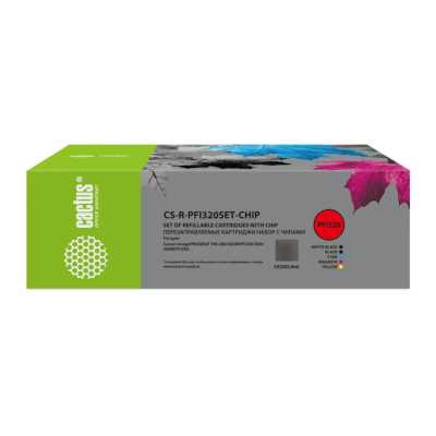 Картридж перезаправляемый струйный Cactus CS-R-PFI320SET-CHIP набор 5шт.упак. для Canon imagePROGRAF TM-200/200MFP/205/300/300MFP/305/250/255/350/355 с чипом