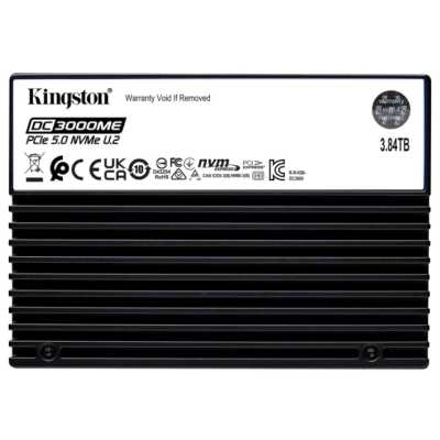 Накопитель SSD Kingston DC3000ME 3840Gb, U.2(2.5" 15мм), NVMe, PCIe Gen 5x4, 3D TLC, R/W 14000/5800Mb/s, IOPs 2 700 000/300 000, TbW 7008, DWPD 1 (12 мес)