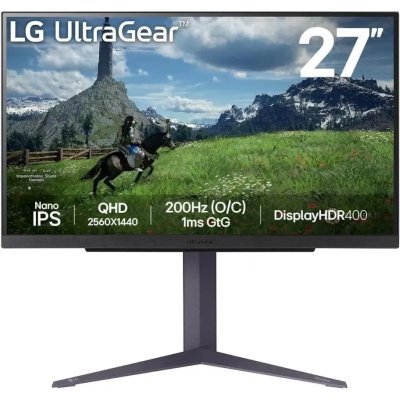 Монитор 27" LG UltraGear 27GS85Q-B IPS 2560x1440, 180 Гц, 1 мс, 16:9, 400 кд/м2, 2xHDMI, 1хDP, 1x3.5 мм, черный