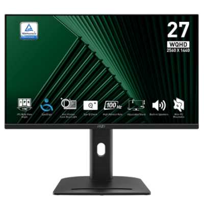 Монитор 27" MSI PRO MP275QPG IPS 2560x1440, 100 Гц, 4 мс (GtG), 16:9, HDR, 300 кд/м², HDMI 2.0b (x2), DisplayPort 1.2a, встроенные динамики (2x2 Вт), Flicker Free, слот для замка, регулировка по высоте, поворотная подставка, портретный режим, черный